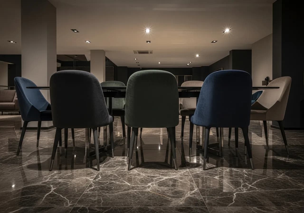 Luxury modern dining chairs in elegant setting